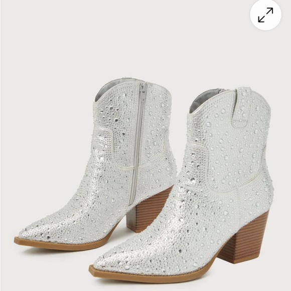 Lulus Silver Rhinestone Ankle Booties - Picture 4 of 8